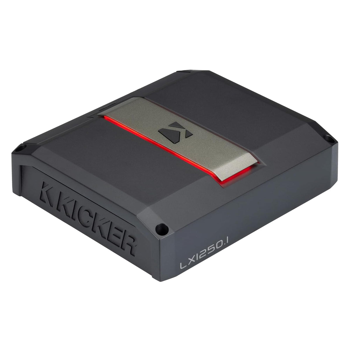 KICKER LX1250 remote control enabling on-the-fly bass adjustments while driving.