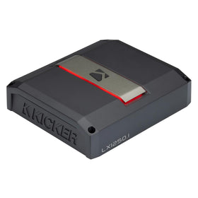 KICKER LX1250 remote control enabling on-the-fly bass adjustments while driving.