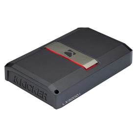 KICKER LX3000.1 rear view showing ports and cooling for reliable operation