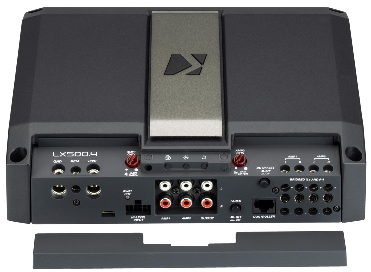 KICKER LX500.4 Class-D technology for efficient power use and cooler operation.