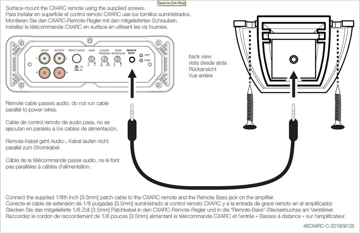 KICKER wiring diagram visual showing how remote connects to compatible amplifiers