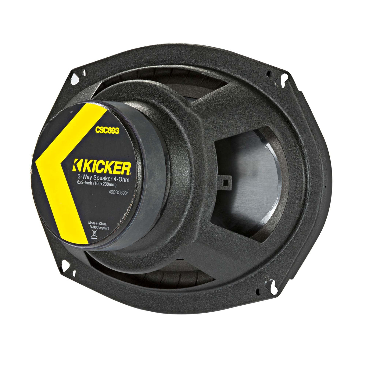 KICKER shallow-mount design fits tight spaces while preserving sound.