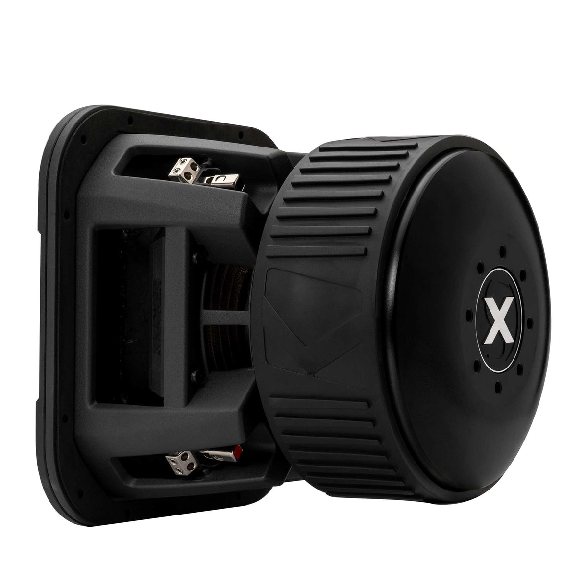 KICKER SoloX L7X cast-aluminum basket keeps the frame rigid.
