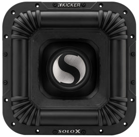 KICKER SoloX L7X 12-inch driver showing the focused bass element for competition setups