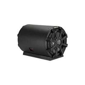 KICKER TB10 subwoofer enclosure front view shows rugged weatherproof build for outdoor use.