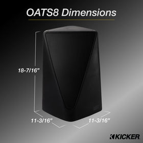 KICKER Towerscape weatherproof enclosure protects against rain and sun.