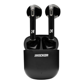 KICKER TWS1 earbuds in-ear design deliver secure fit and clear audio.