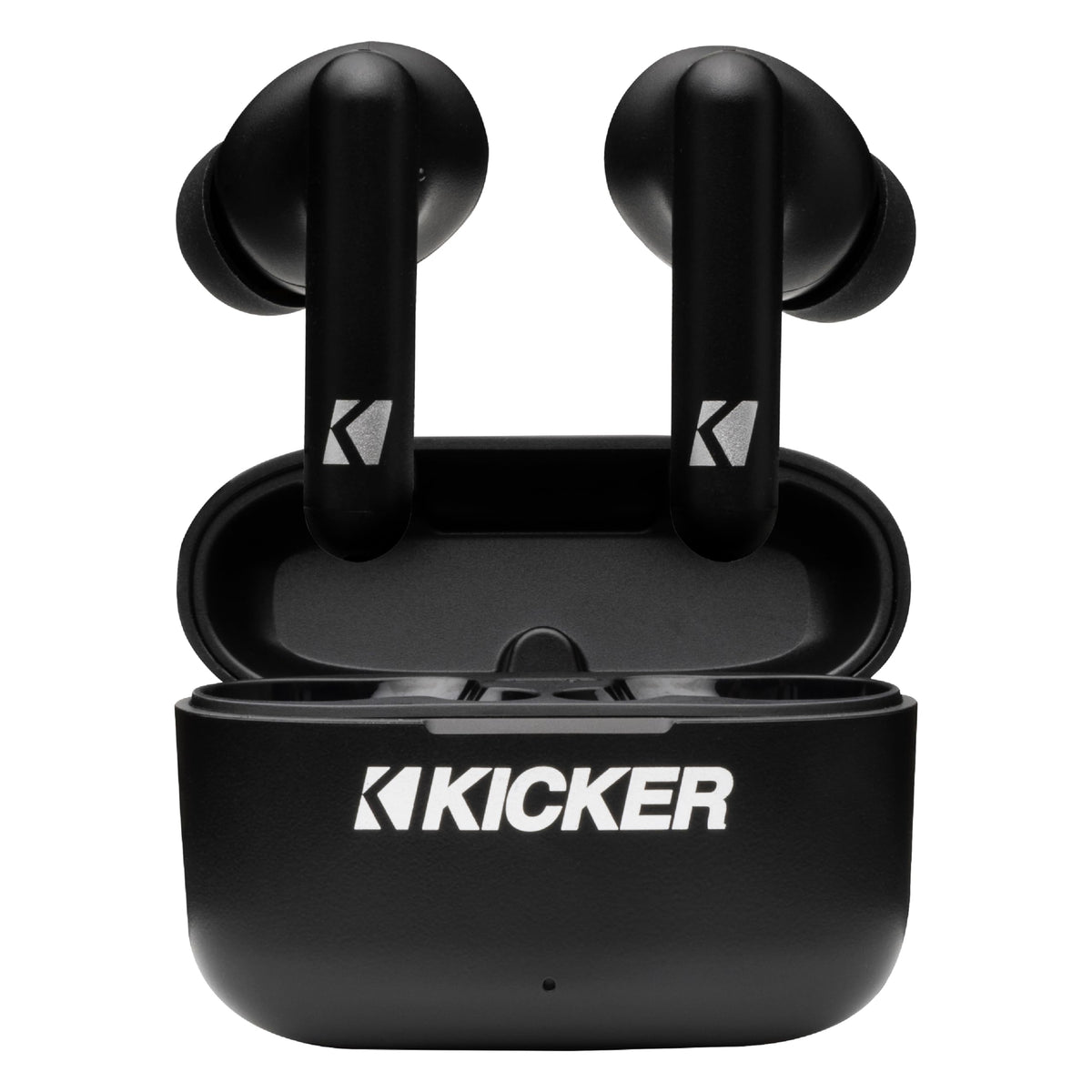 KICKER front packaging showing earbuds and case for quick product recognition and confidence
