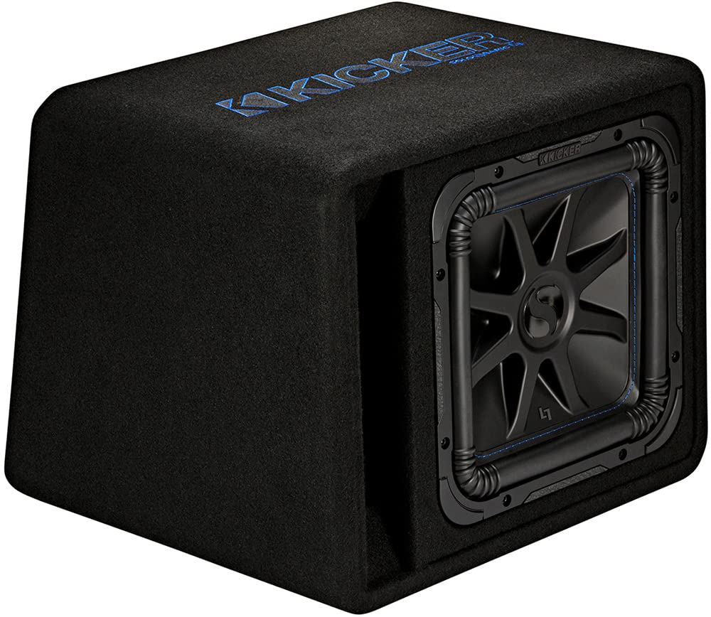 KICKER VL7S122 subwoofer front view showing bass-ready profile for car audio