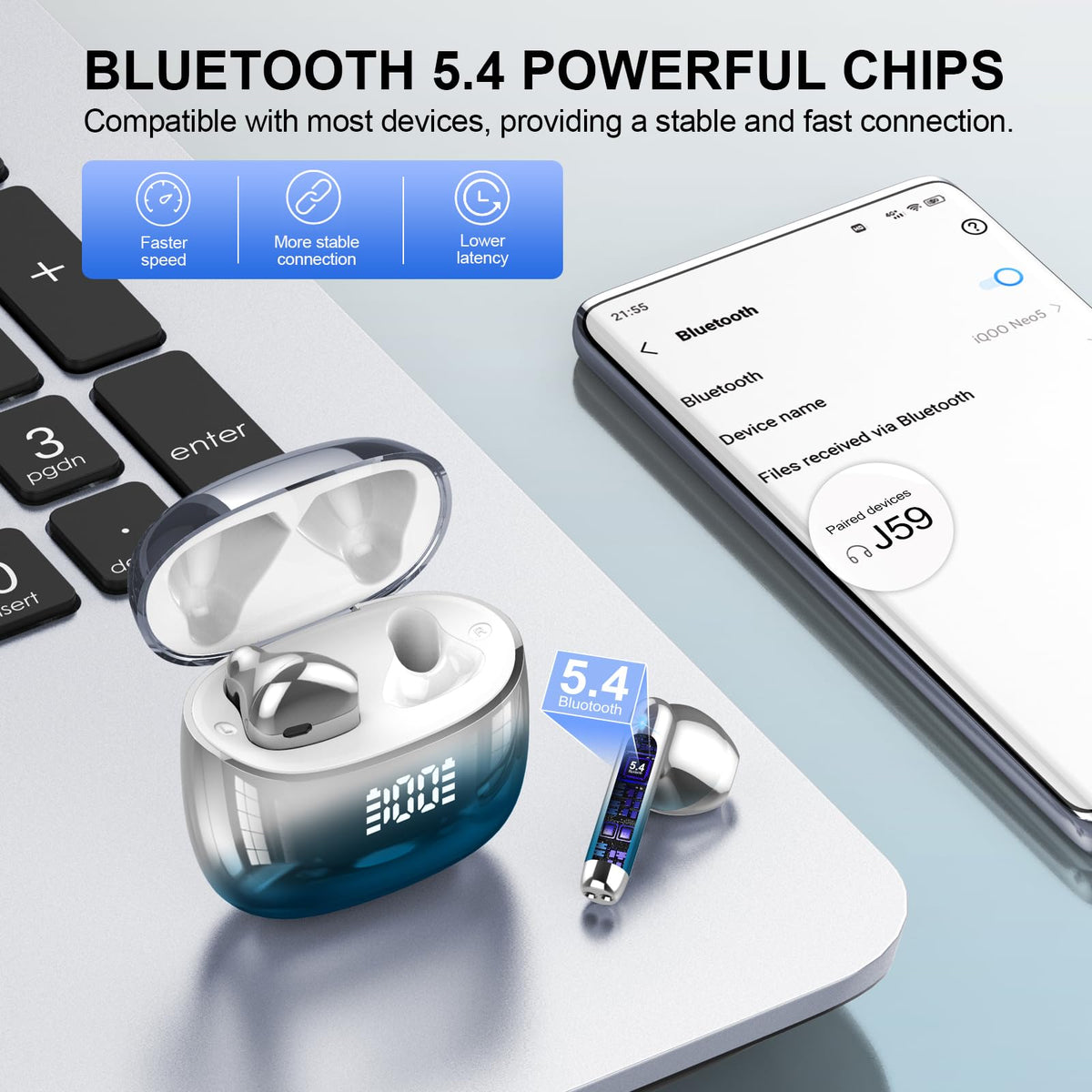 Kicoeon 14-2mm drivers deliver immersive sound across genres.