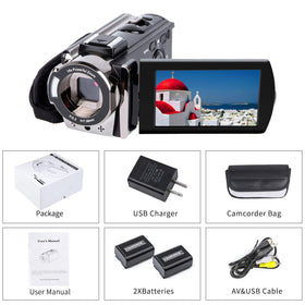 kicteck video camera camcorder dual batteries for longer recording sessions