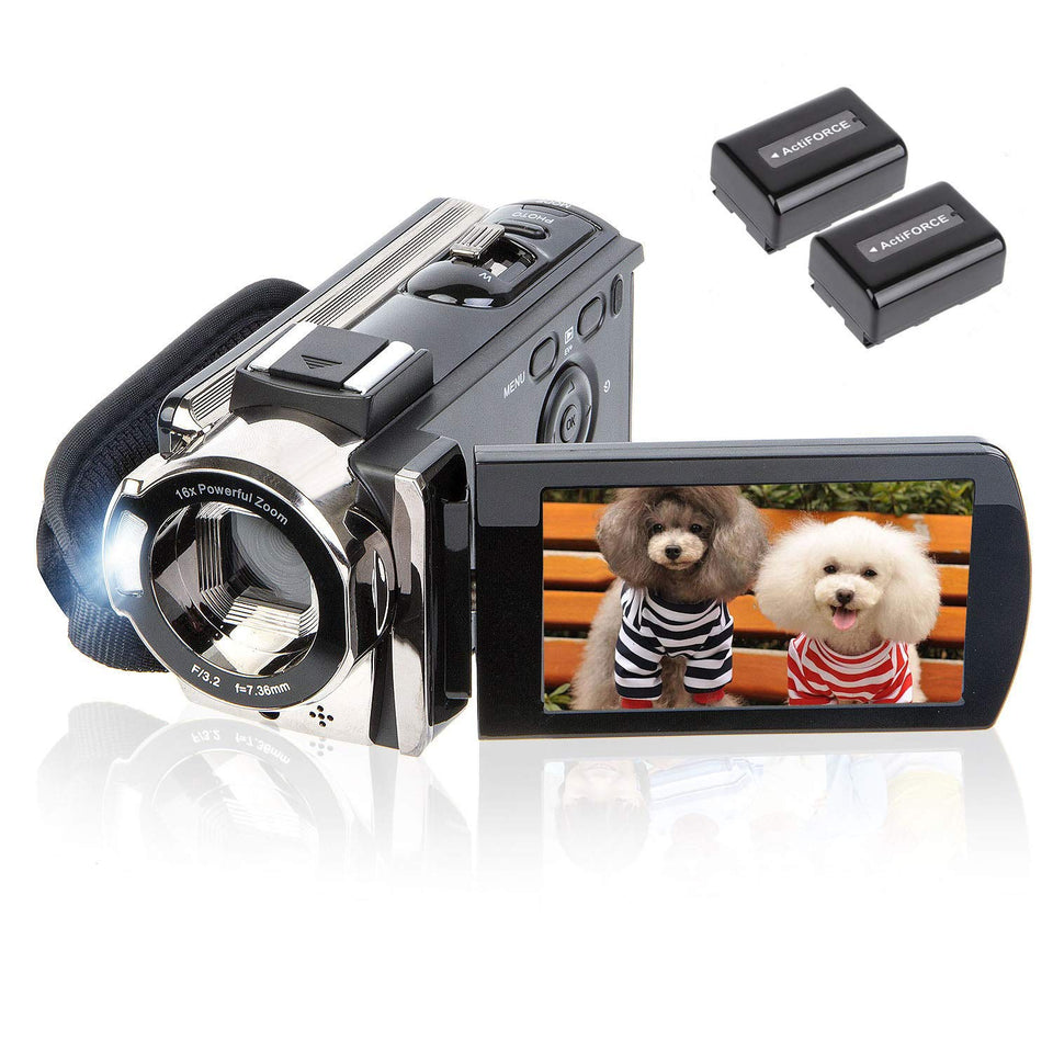 kicteck video camera camcorder front view, ideal for on-the-go recording