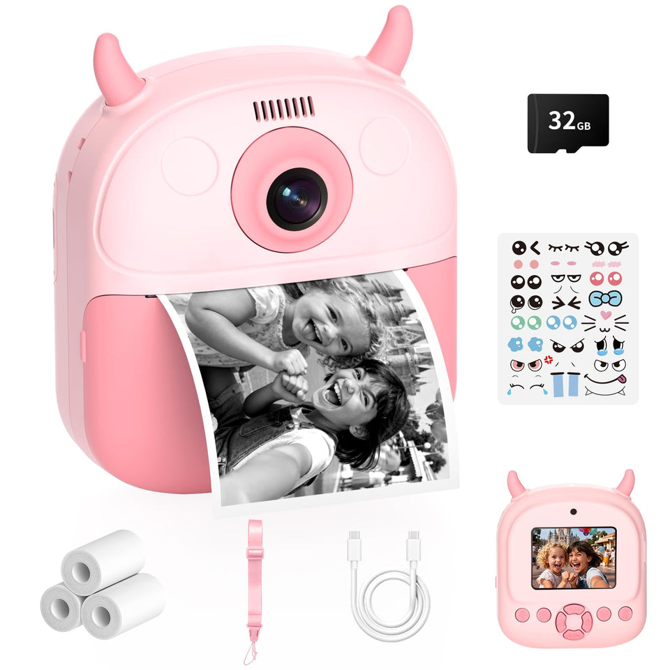 Kidagins front view of the kids camera shows compact, kid-friendly grip for easy handling.