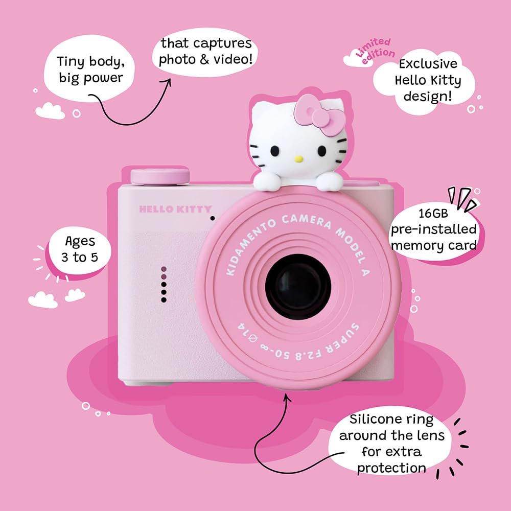 Kidamento Hello Kitty camera dual selfie lens for portraits and selfies