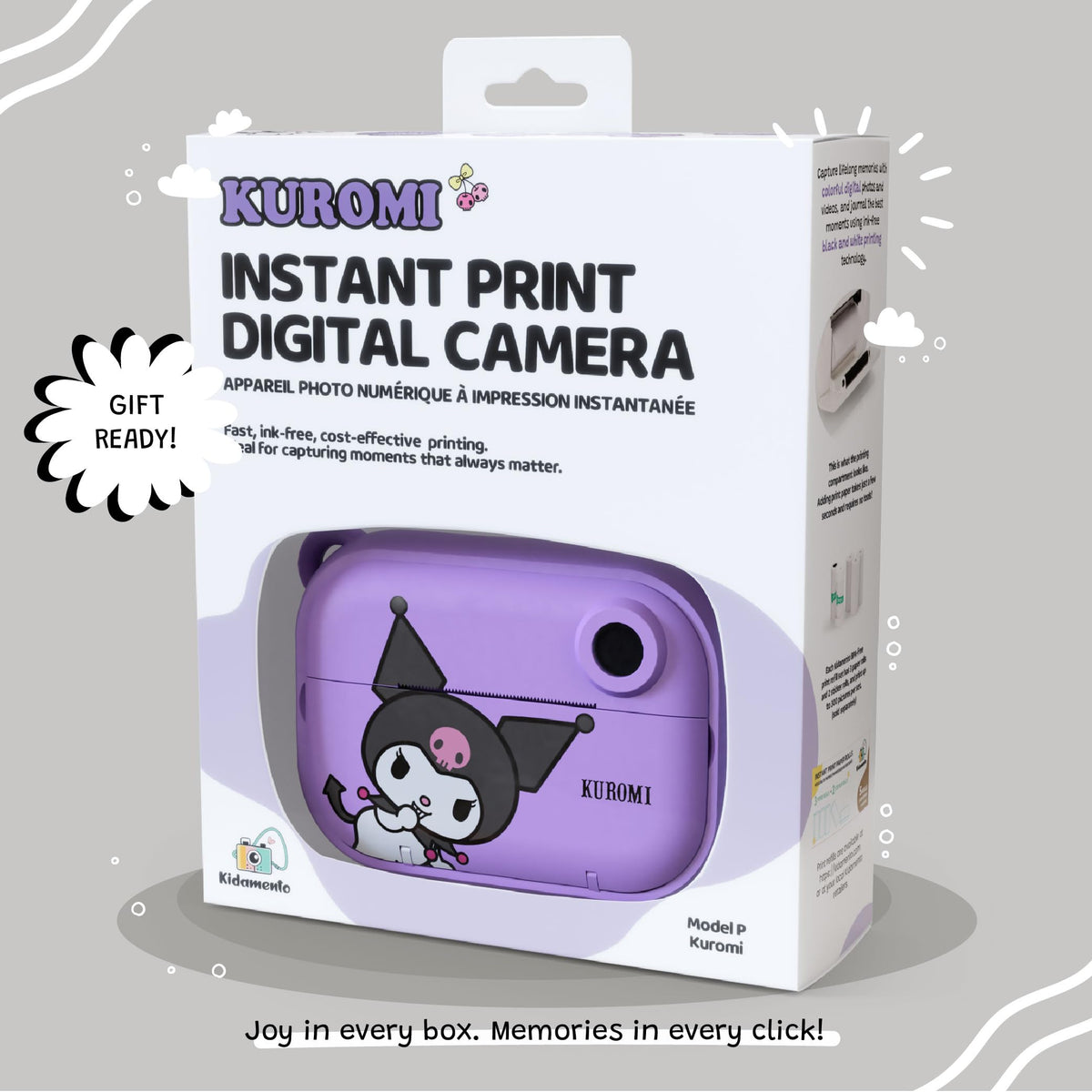 Kidamento Kuromi selfie lens enables quick group or self shots.
