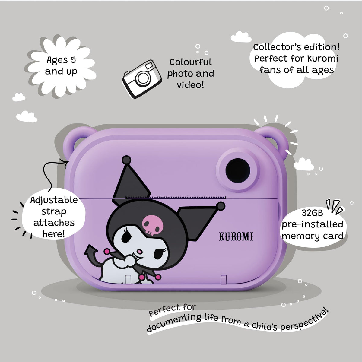 Kidamento Kuromi stickers sheet enhances photos with decorative options.