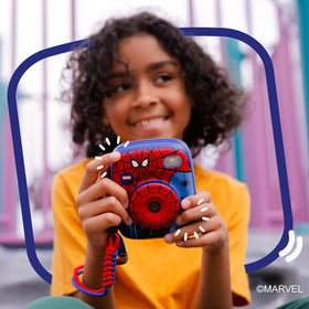 Kidamento Spider-Man color print options in Black, Blue, Pink, and Orange
