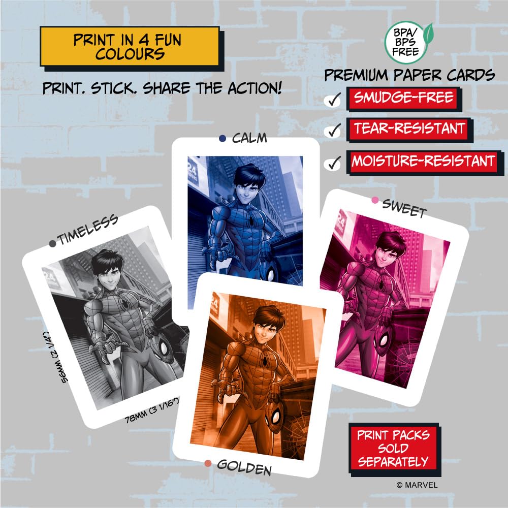 Kidamento Spider-Man ink-free print sample demonstrates five-second on-the-spot prints