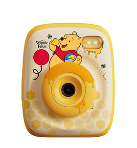 Kidamento Winnie the Pooh camera front view highlighting instant print capability