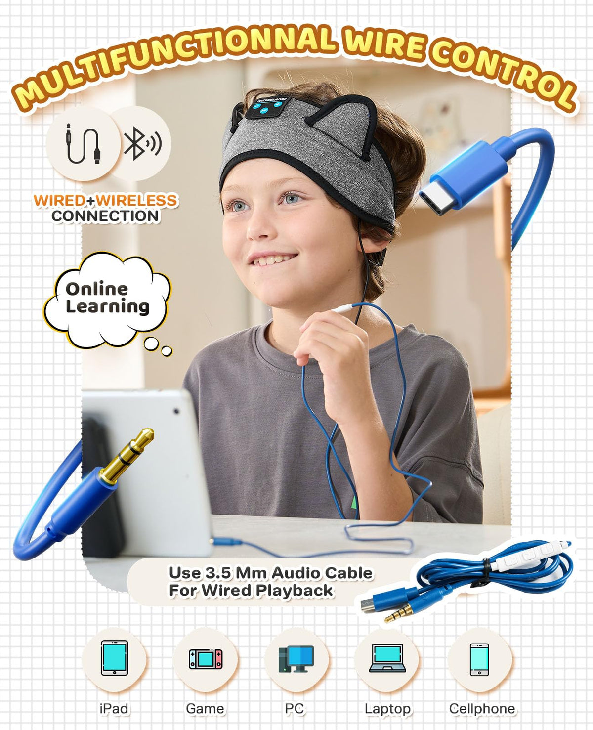 KIDSBAND 3.5mm jack for reliable wired playback