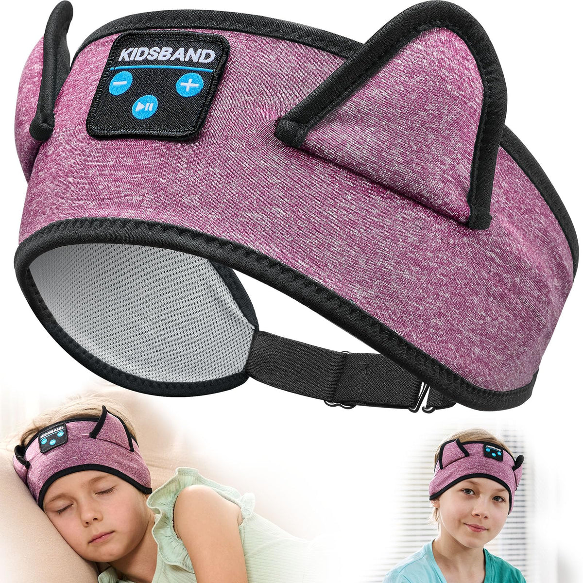 KIDSBAND kids headphones with blue headband for comfortable travel listening
