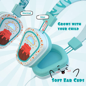 Kidrox Dino headphones feature a durable cord for daily school and travel use.