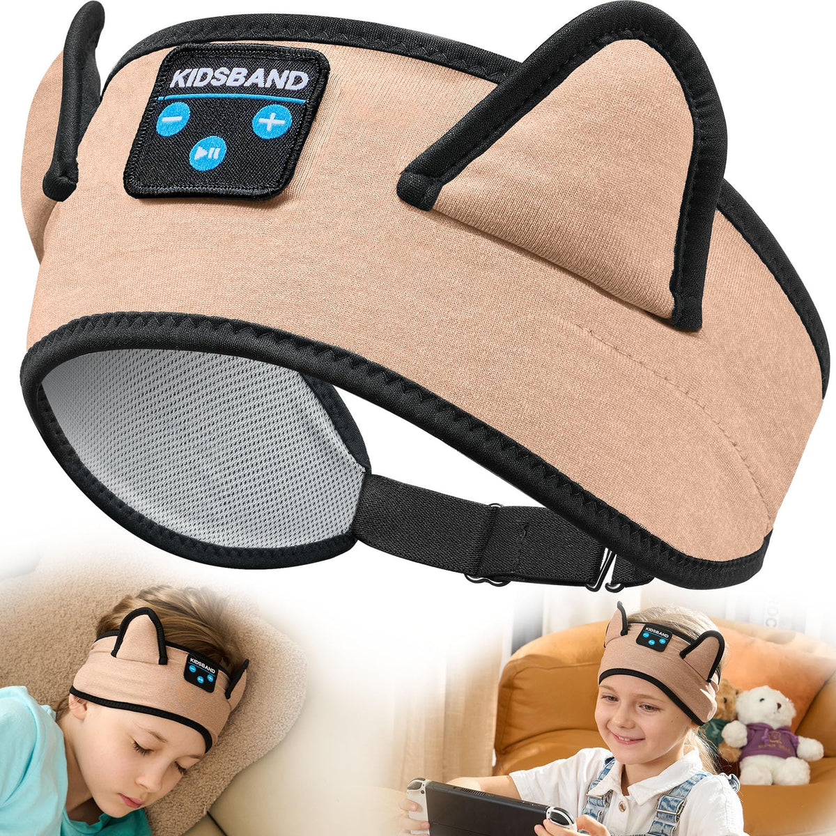 KIDSBAND cat-ear headband headphones worn for learning and play