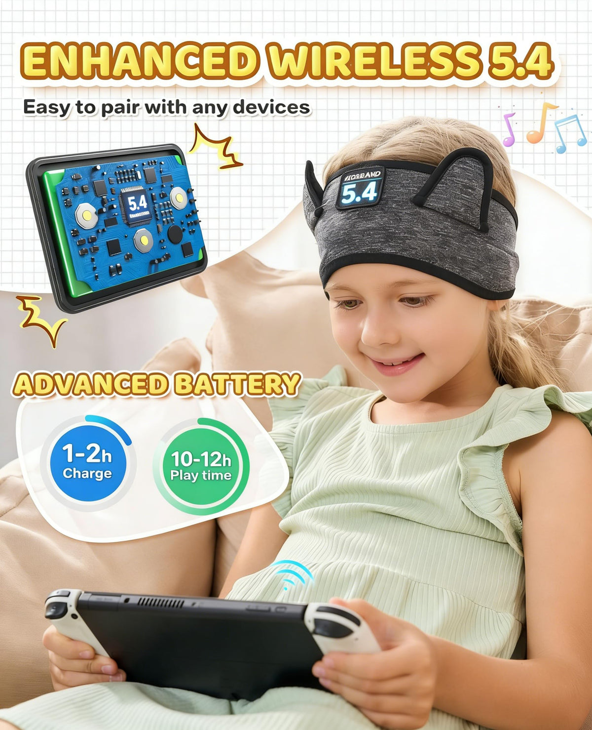KidsBand Bluetooth 5.4 quick-pairing for easy setup.
