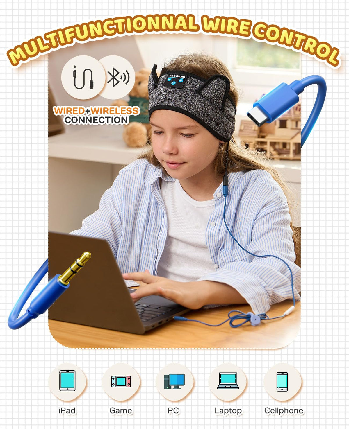 KidsBand soft headband delivers gentle pressure and comfort.