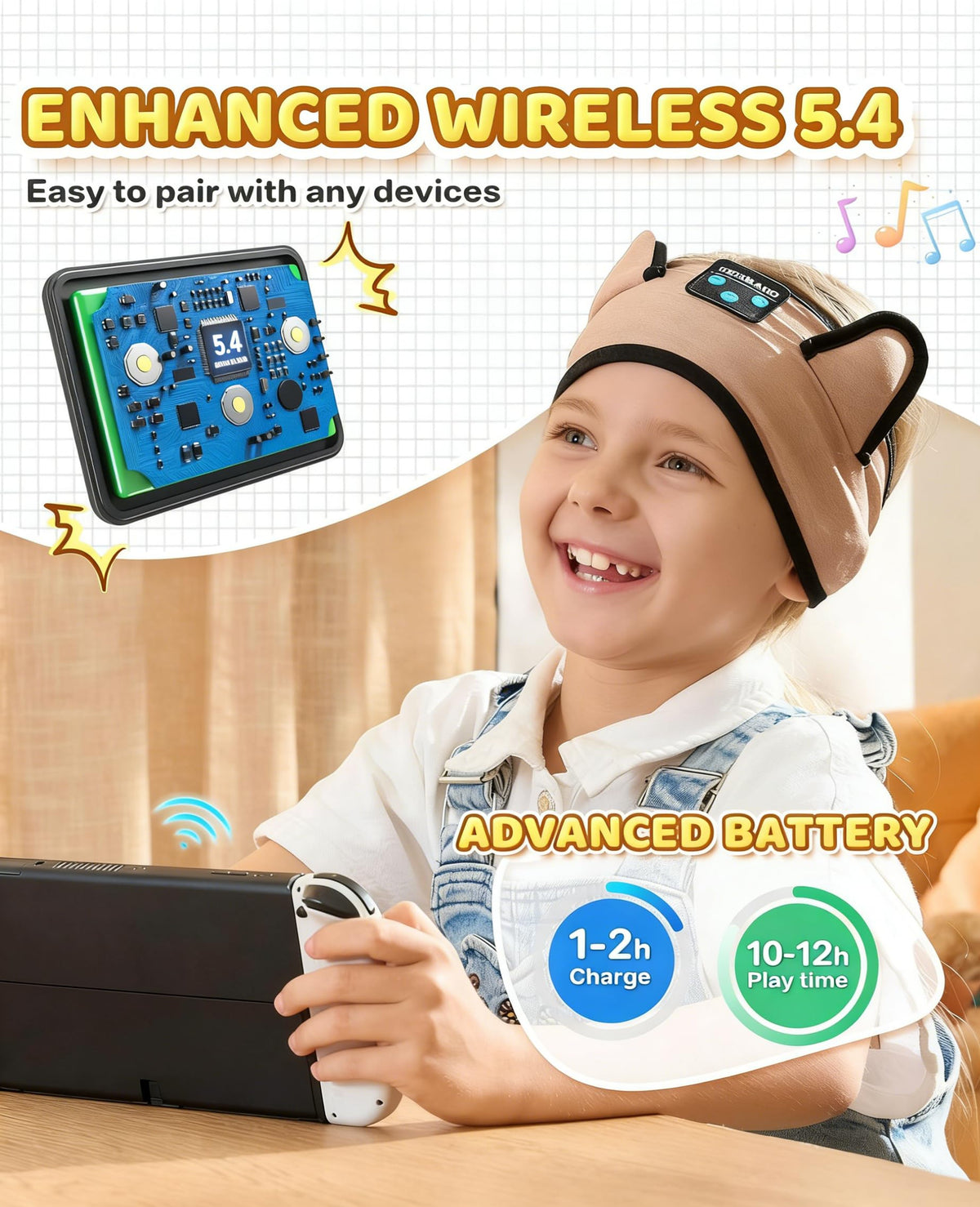 KIDSBAND thin on-ear discs keep listening light and comfortable