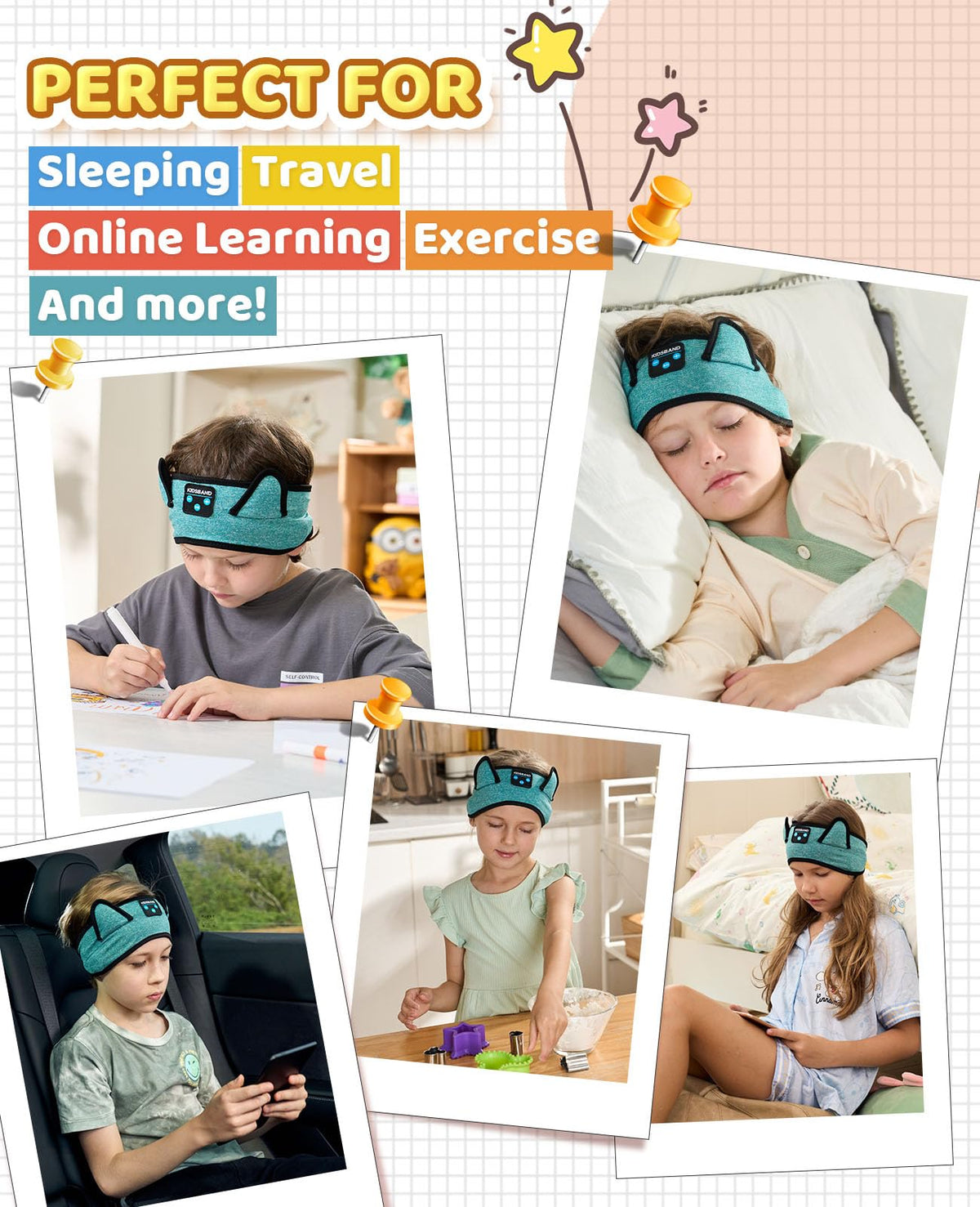 KIDSBAND travel friendly headphones fit backpacks and carry-ons