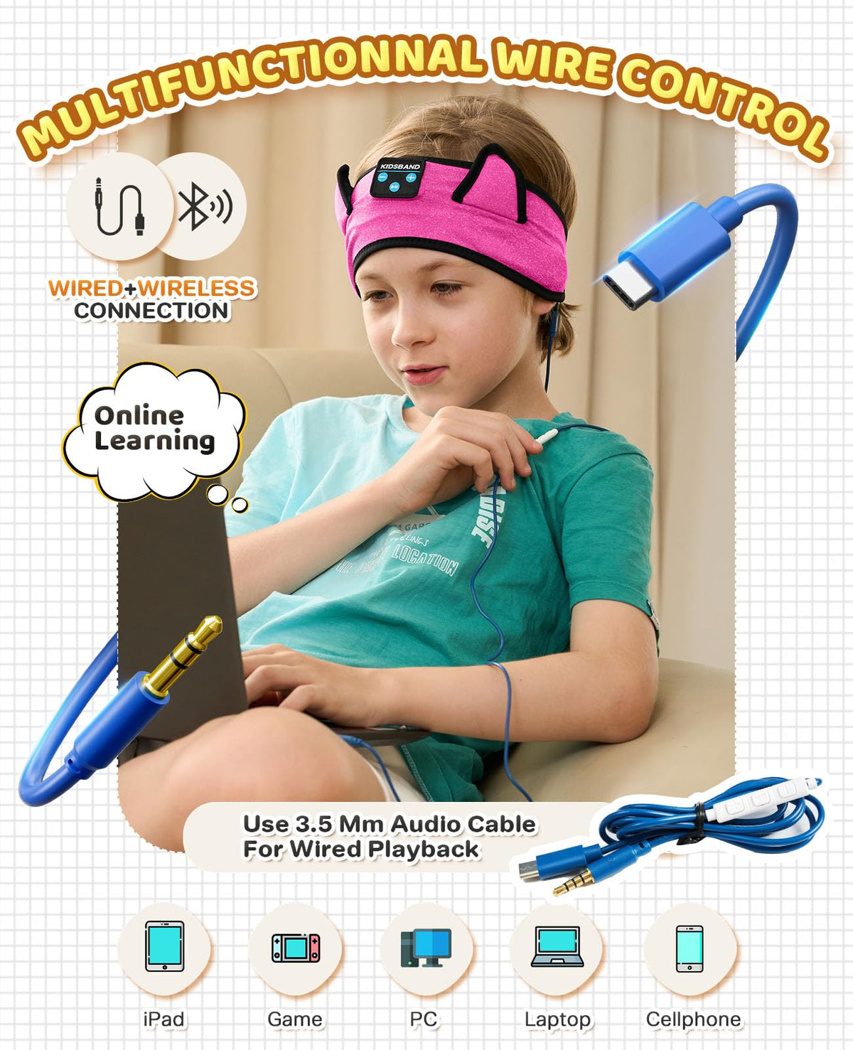 KIDSBAND washable soft material keeps care simple.