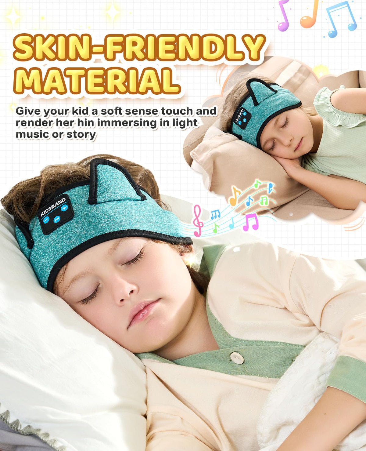 KIDSBAND wireless headband adjustable fit for growing children