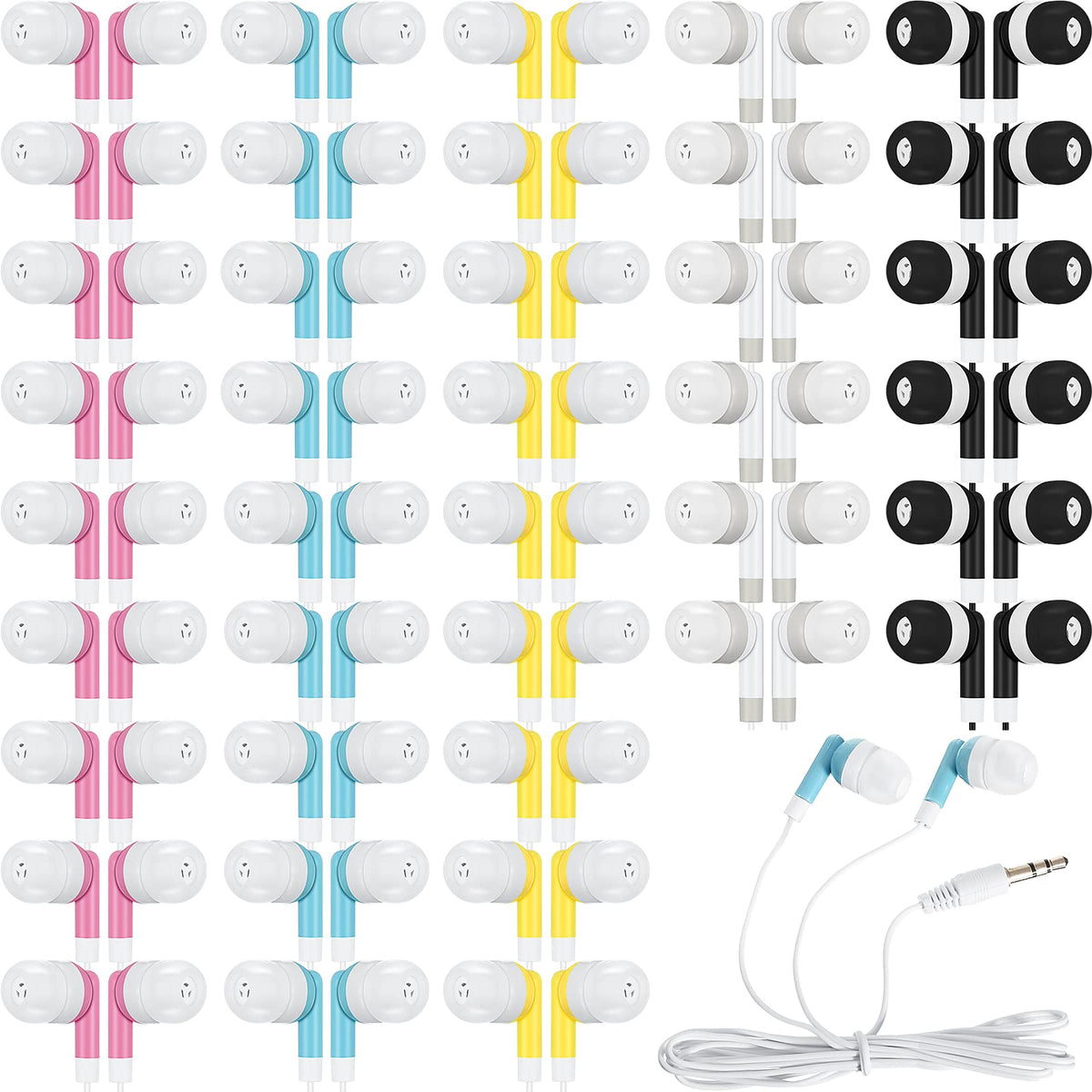 Kigeli earbuds color variety for classrooms, ideal for shared use.