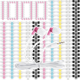 Kigeli bulk earbuds in a five-color assortment for classroom distribution and library checkout.