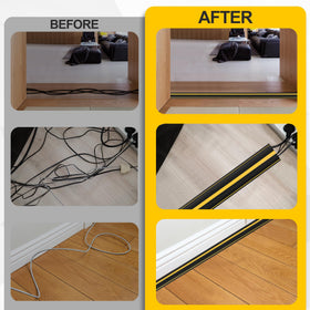 Kikerike floor cord cover installed on a workshop floor