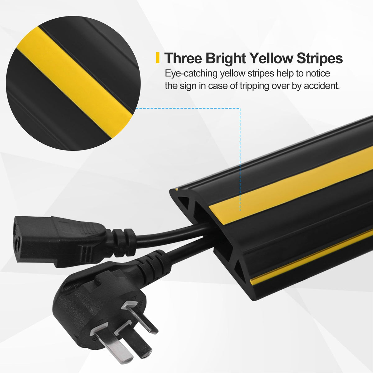 Kikerike floor cord cover yellow warning stripes for visibility
