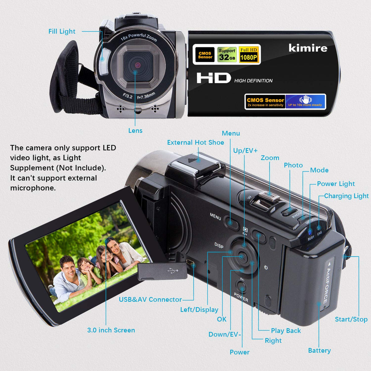 kimire camcorder compact design for easy portability during travel