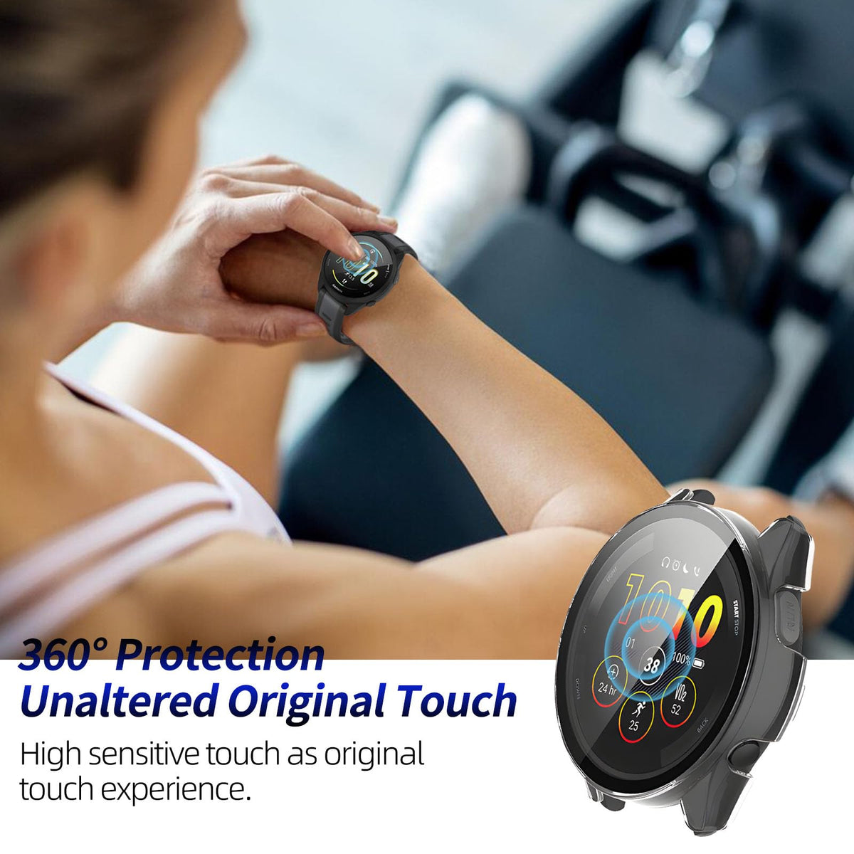Kimiyaki Forerunner 165 dust and splash protection for outdoor activities.