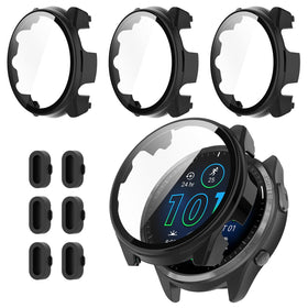 Kimiyaki Garmin Forerunner 965 screen protector closeup with clear 9H tempered glass.