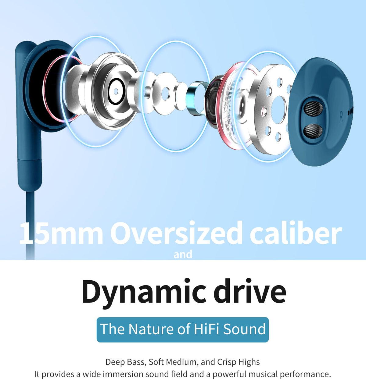 Kimwood wired earbuds with 3.5mm jack compatible with many devices.