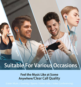 Kimwood packaged earbuds with stylish storage bag for portability.