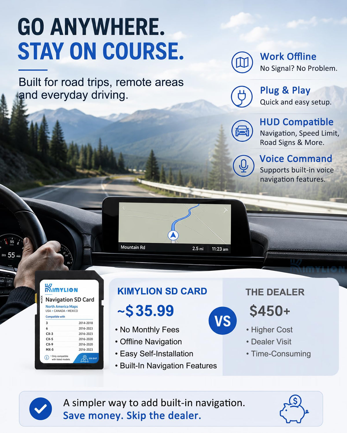 Kimylion navigation on Mazda infotainment display providing integrated directions