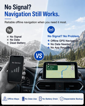 Kimylion maps displayed on Mazda infotainment screen offering native offline navigation