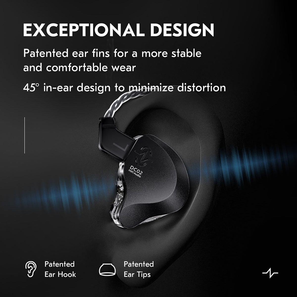 Kinboofi CCZ DC02 earfins provide secure, comfortable wear during long sessions