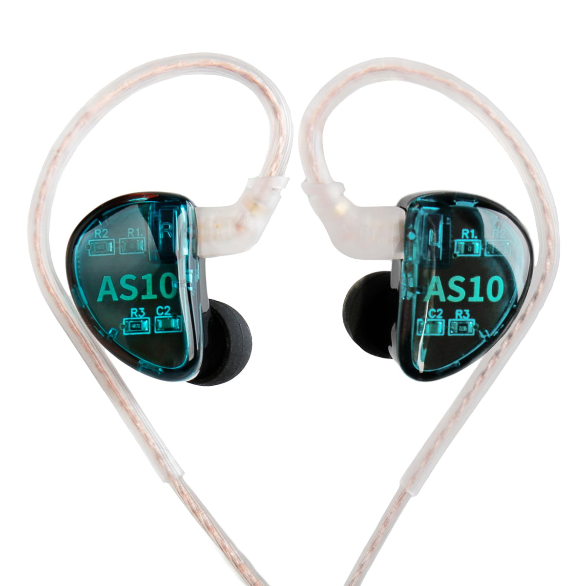 Kinboofi KZ AS10 green earphones viewed from the front showing vibrant color and compact design