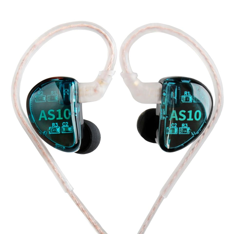 Kinboofi KZ AS10 green earphones viewed from the front showing vibrant color and compact design