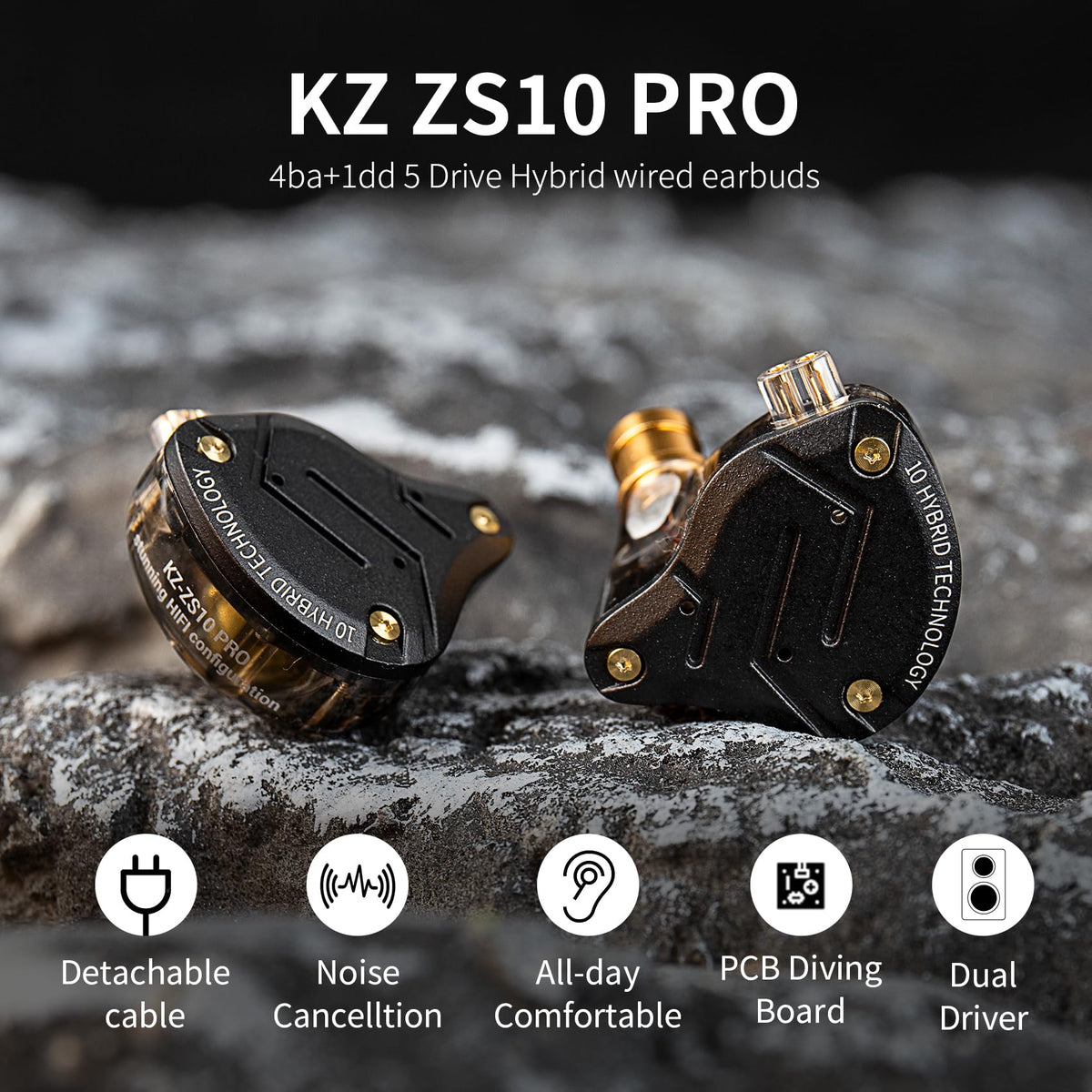 Kinboofi KZ ZS10 Pro side profile highlighting stainless steel shell benefit