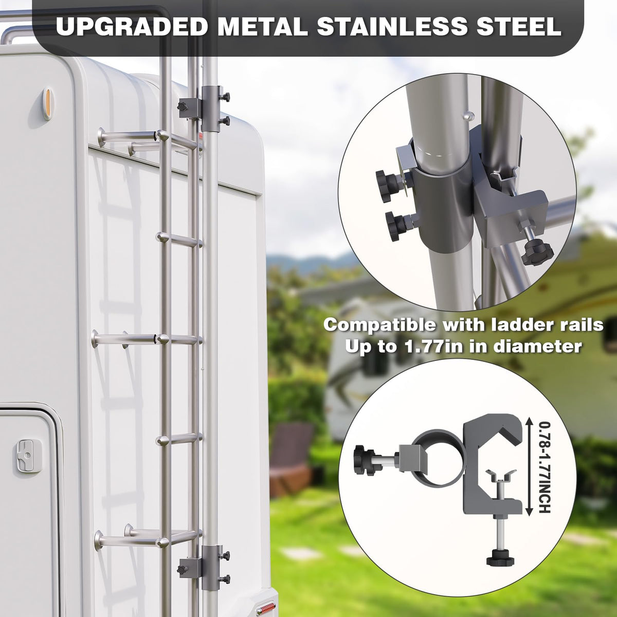 Kinchoix Starlink pole mount gen3 10ft front view highlighting secure ladder rail fit.