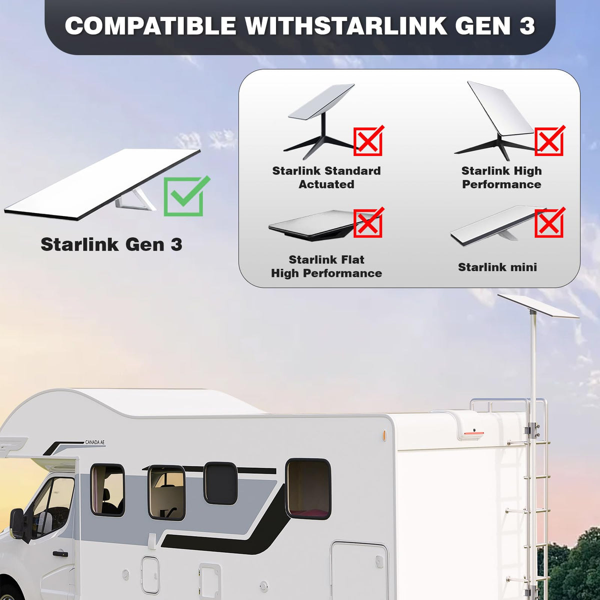 Kinchoix Starlink pole mount gen3 10ft RV setup in action.